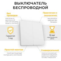 Выключатель беспроводной FERON, TM82 SMART, 230V, 500W, двухклавишный, белый 41129