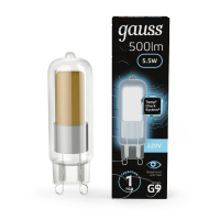 Лампа светодиодная Gauss G9 5.5W 4100K прозрачная 107809205