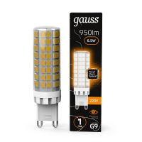 Лампа светодиодная Gauss G9 6,5W 3000К прозрачная 107309106