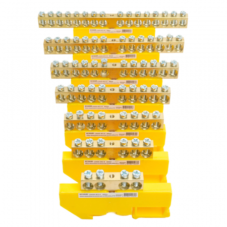 Шина "PE" STEKKER на изоляторе 8*12 на DIN-рейку 12 выводов, желтый, LD555-812-12 49555