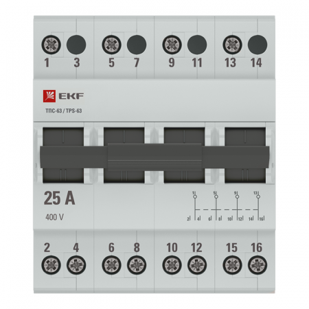 Переключатель трехпозиционный ТПС-63 4P 25А PROxima EKF TPS425