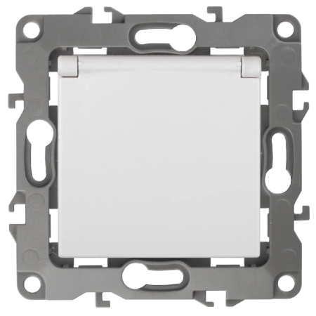 Розетка ЭРА 12 2P E Schuko со шторками с крышкой 16A 250V 12-2003-01 Б0038806