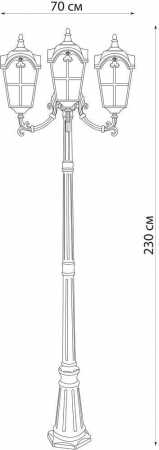 Светильник садово-парковый Feron PL5110 столб четырехгранный 3*100W 230V E27, черное золото 11535