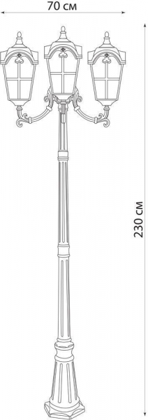 Светильник садово-парковый Feron PL5110 столб четырехгранный 3*100W 230V E27, черное золото 11535