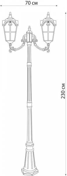 Светильник садово-парковый Feron PL5109 столб четырехгранный 2*100W 230V E27, черное золото 11534