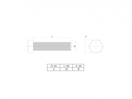 Болт с шестигранной головкой М6х20 EKF b6grm6x20