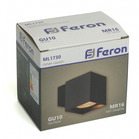 Светильник  настенный Feron ML1730 QUAD   MR16 35W, 230V, GU10,  чёрный IP20 48429