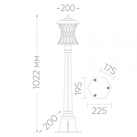 Светильник садово-парковый Feron PL526  столб 60W E27 230V, черный 11621