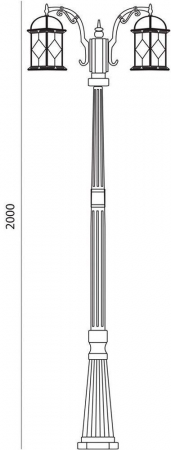 Светильник садово-парковый Feron PL177 столб шестигранный 2*60W E27 230V, черное золото 11341