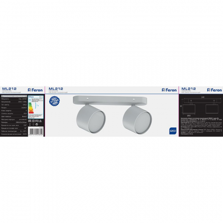 Светильник Feron ML212 настенно-потолочный под лампу GX53, белый 41476
