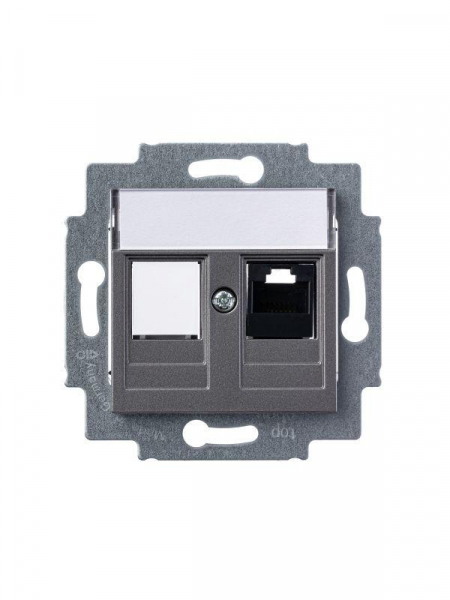 Розетка компьютерная Levit RJ45 кат.5E с заглушкой сталь ABB 2CHH295117A6069