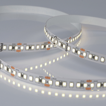 Светодиодная лента Uniel ULS-2835-168LED/m-10mm-IP20-DC24V-14W/m-5M-4000K катушка в герметичной упаковке