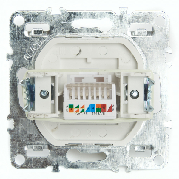 Розетка компьютерная 1-местная RJ-45 (механизм), STEKKER PST00-9107-03, серия Эрна, черный 49151