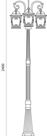 Светильник садово-парковый  Feron PL145 столб четырехгранный 3*100W 230V E27, черное золото 11313