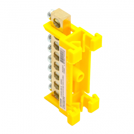 Шина"N" STEKKER на изоляторе 6*9 на DIN-рейку 8 выводов, желтый, LD555-69-8 49562