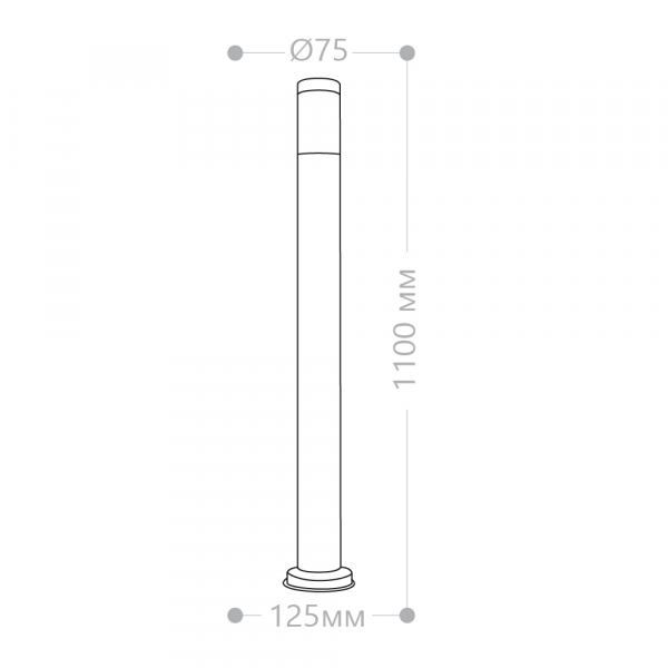 Светильник садово-парковый Feron DH022-1100, Техно столб, 18W E27 230V, серебро 11808