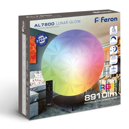 Светильник светодиодный стационарный Feron AL7800 Lunar glow RGB тарелка 90W 3000К-6000K RGB (45438.45.90.77RGB) 41747