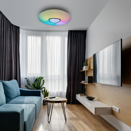 Светодиодный управляемый светильник накладной Feron AL5777 RAINBOW тарелка 60W  RGB + CCT 3000К-6000K 41917