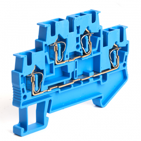 Зажим самозажимной, 4-проводной проходной 2 уровня ЗНИ - 2,5 (JXB ST 2,5), синий STEKKER 39973