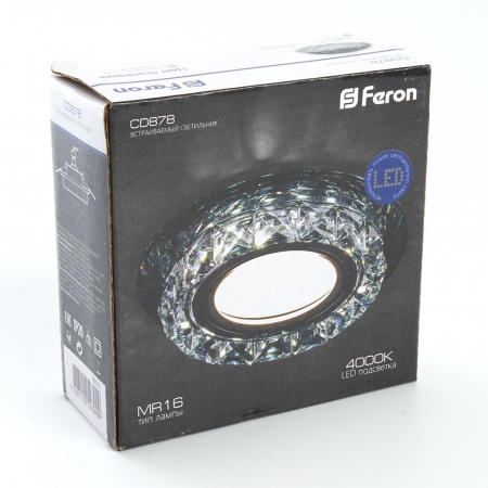 Светильник встраиваемый с белой LED подсветкой Feron CD878 потолочный MR16 G5.3 прозрачный 28823