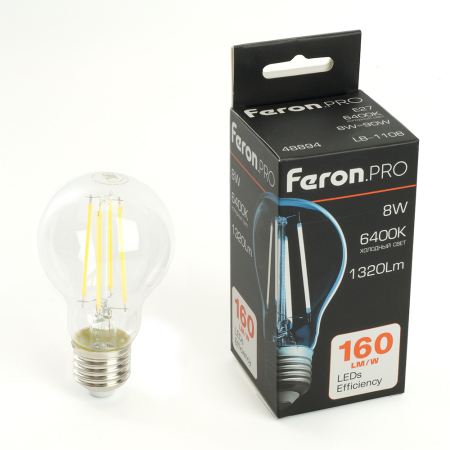 Лампа светодиодная Feron.PRO LB-1108 Шар E27 8W 175-265V 6400K 48894
