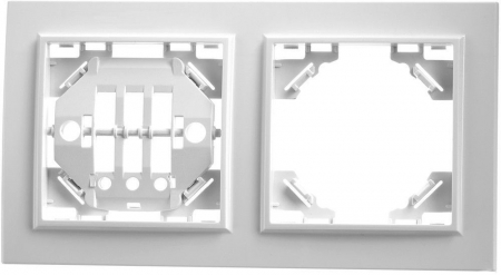 Рамка 2-местная горизонтальная STEKKER, PFR00-9002-01, серия Эрна, белый 39055