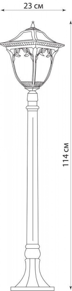 Светильник садово-парковый Feron PL4086 столб четырехгранный 100W E27 230V, черное золото 11492