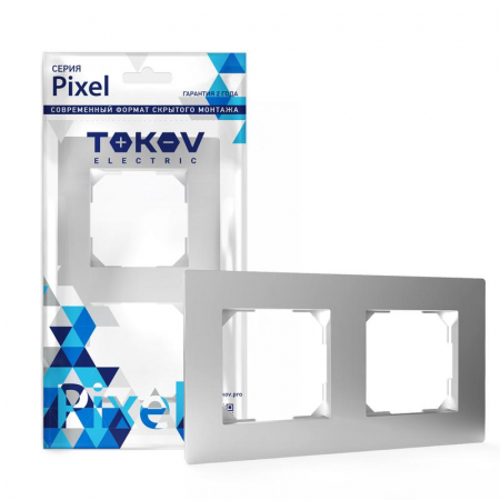 Рамка 2-м Pixel универс. алюм. TOKOV ELECTRIC TKE-PX-RM2-C03