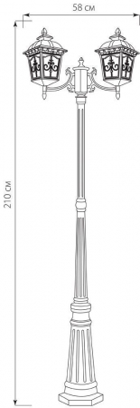 Светильник садово-парковый Feron PL4098 столб четырехгранный 2*60W E27 230V, черное золото 11525