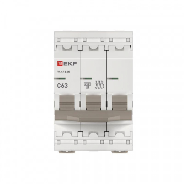 Выключатель автоматический модульный 3п C 63А 4.5кА ВА 47-63N PROxima EKF M634363C