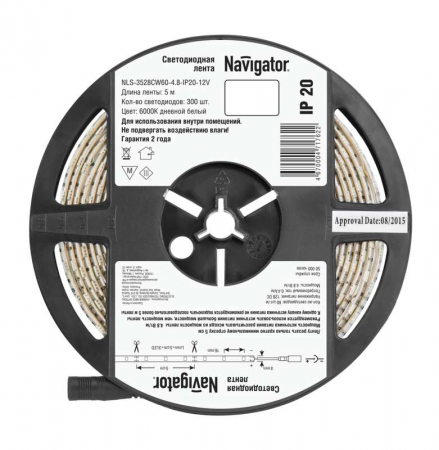 Лента светодиодная 71 762 NLS-3528CW60-4.8-IP20-12V R5 4.8Вт/м (уп.5м) Navigator 71762