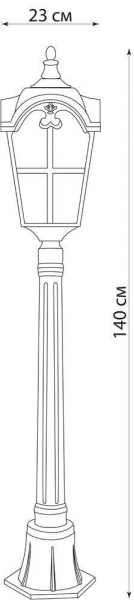 Светильник садово-парковый Feron PL5107 столб четырехгранный 100W 230V E27, черное золото 11532