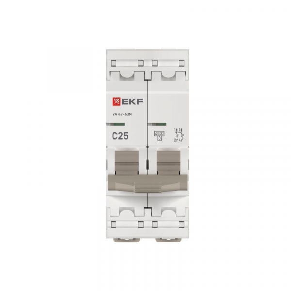 Выключатель автоматический модульный 2п C 25А 4.5кА ВА 47-63N PROxima EKF M634225C