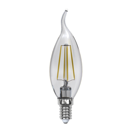Лампа светодиодная филаментная Uniel E14 5W 3000K прозрачная LED-CW35-5W/WW/E14/CL/MB GLM10TR