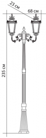 Светильник садово-парковый Feron PL4008 столб круглый 2*60W 230V E27, черное золото 11387