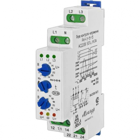 Реле контроля напряжения 3ф РКН-3-25-15 АС230В/AC400В УХЛ4 Меандр A8302-16934089
