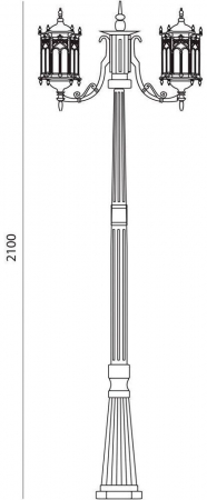 Светильник садово-парковый Feron PL119 столб шестигранный 2*60W 230V E27 2,2M черное золото 11310