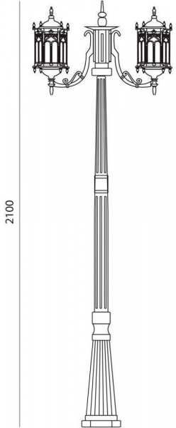 Светильник садово-парковый Feron PL119 столб шестигранный 2*60W 230V E27 2,2M черное золото 11310