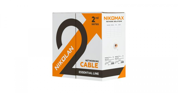 Кабель витая пара F/UTP кат.5e 4х2х24AWG solid LSZH оранж. (уп.305м) NIKOLAN NKL 2200C-OR