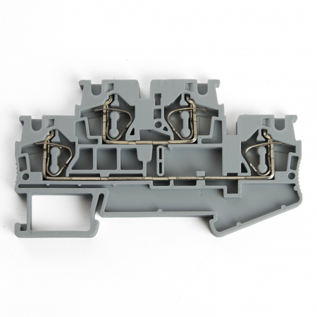 Зажим пружинный, 4-проводной проходной 2 уровня ЗНИ - 2,5 (JXB ST 2,5), серый STEKKER 39967