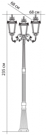 Светильник садово-парковый Feron PL4009 столб круглый 3*60W 230V E27, черное золото 11392