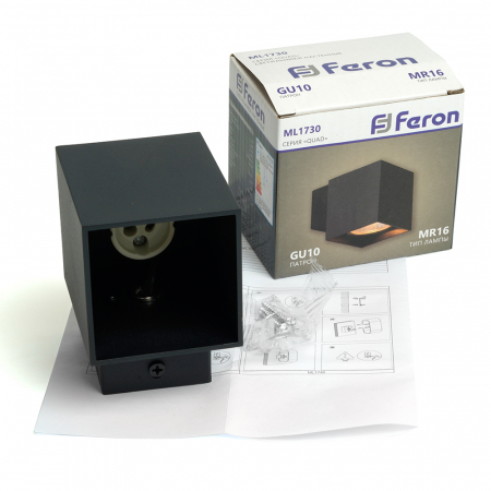 Светильник  настенный Feron ML1730 QUAD   MR16 35W, 230V, GU10,  чёрный IP20 48429