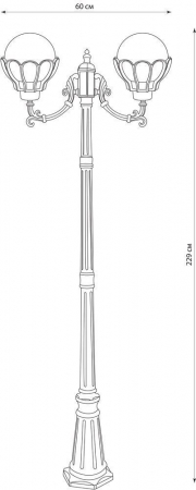 Светильник садово-парковый Feron PL5048 столб 2*60W E27 230V, черное золото 11551