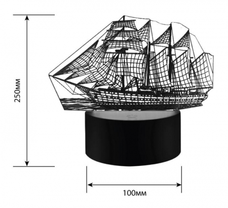 Светильник светодиодный настольный NL-404 "Корабль" 3Вт RGB USB ночник син. Camelion 14562