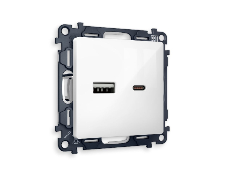 Комплект механизма розетки 2USB A+C 20W (быстрая зарядка) Ambrella Volt Alfa MA111010