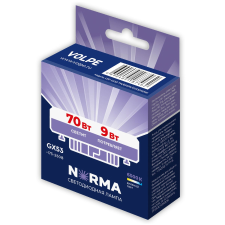 Лампа светодиодная Volpe Norma LED-GX53-9W/6500K/GX53/FR/NR UL-00011428
