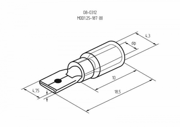 Клемма плоская изол. (штекер) (VM 1.25-187(8)) REXANT 08-0312