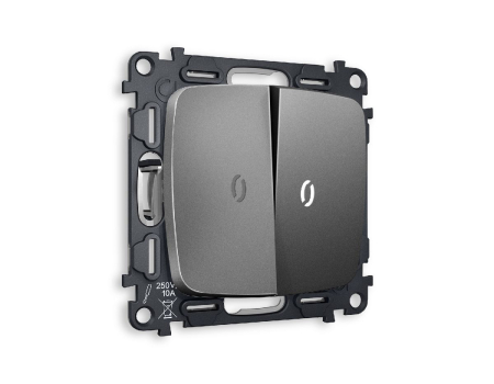 Комплект механизма 2-кл выключателя с подсветкой Ambrella Volt Omega MO654015