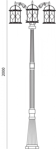 Светильник садово-парковый Feron PL178 столб шестигранный 3*60W E27 230V, черное золото 11342