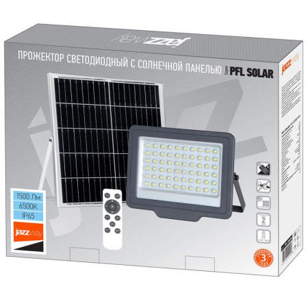 Прожектор светодиодный PFL SOLAR 150 6500К IP65 ДО с солнечн. панелью и пультом в компл. Pro JazzWay 5044425